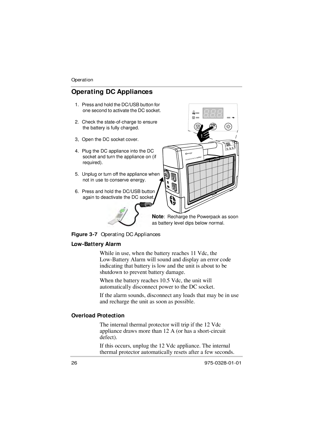 Xantrex Technology Solar 400 manual 7Operating DC Appliances 