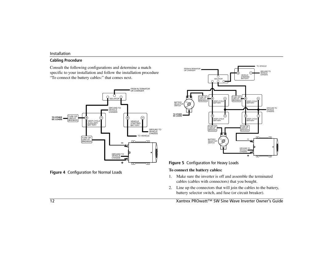 Xantrex Technology SW 600, SW 1000, SW 2000 manual Cabling Procedure, To Other DC Loads 