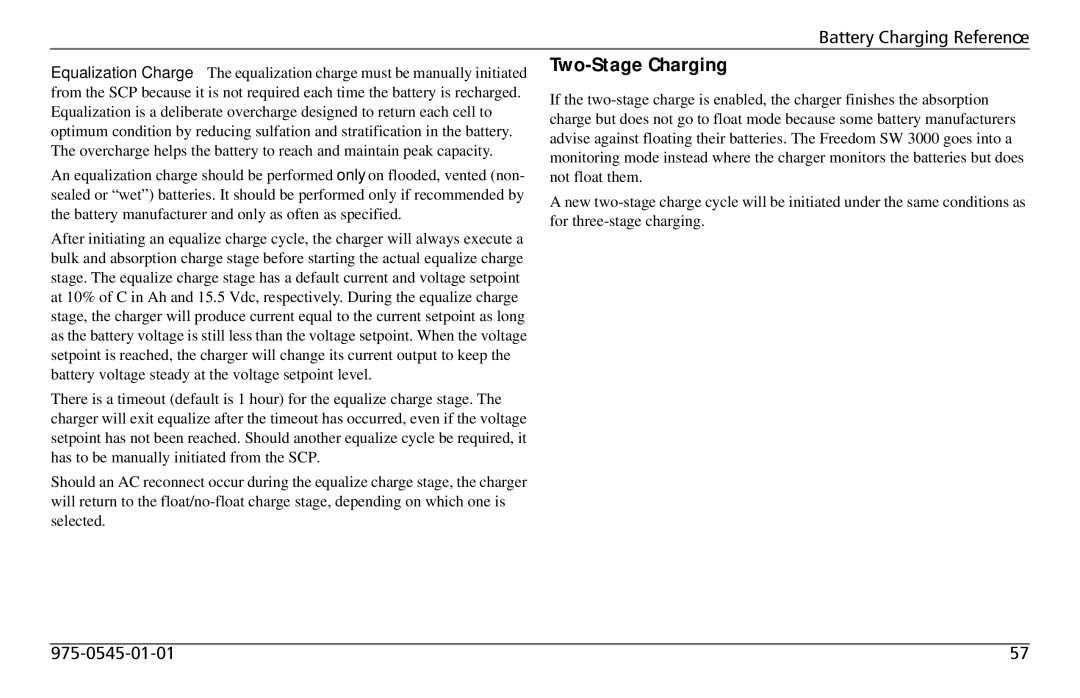 Xantrex Technology SW 3000 user service Two-Stage Charging 