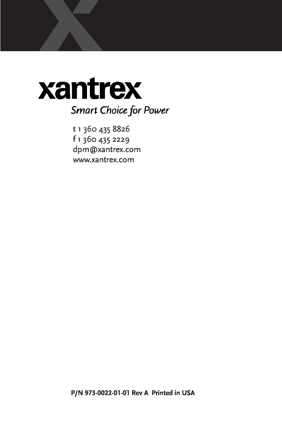 Xantrex Technology SW Communications Adapter owner manual P/N 973-0022-01-01 Rev A Printed in USA, 1 360 435 