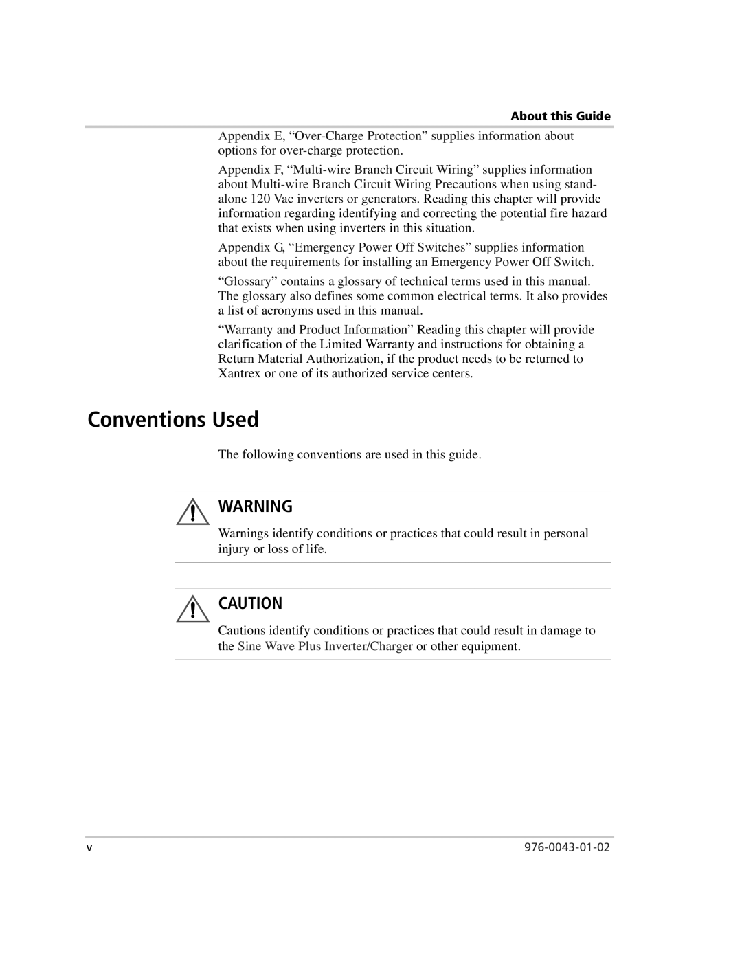 Xantrex Technology SW Plus 4024, SW Plus 2524, SW Plus 5548, SW Plus 2548, SW Plus 4048 owner manual Conventions Used 