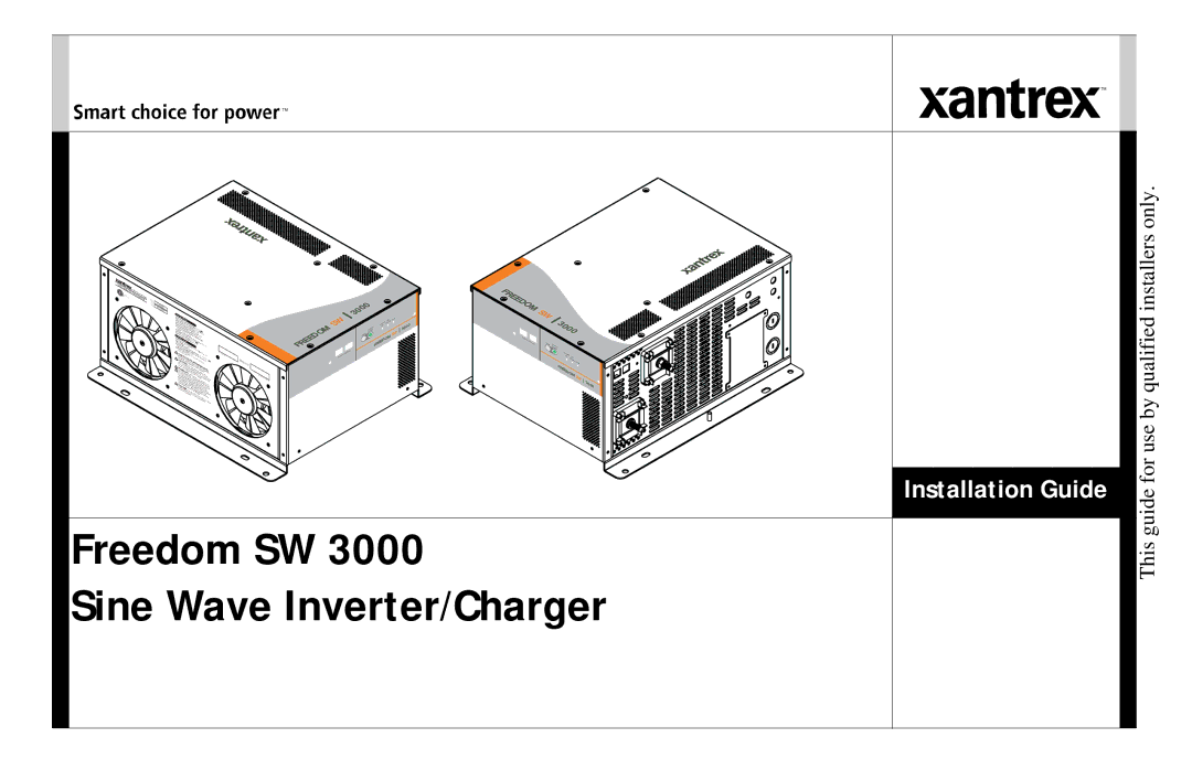 Xantrex Technology SW3000 user service Freedom SW Sine Wave Inverter/Charger 