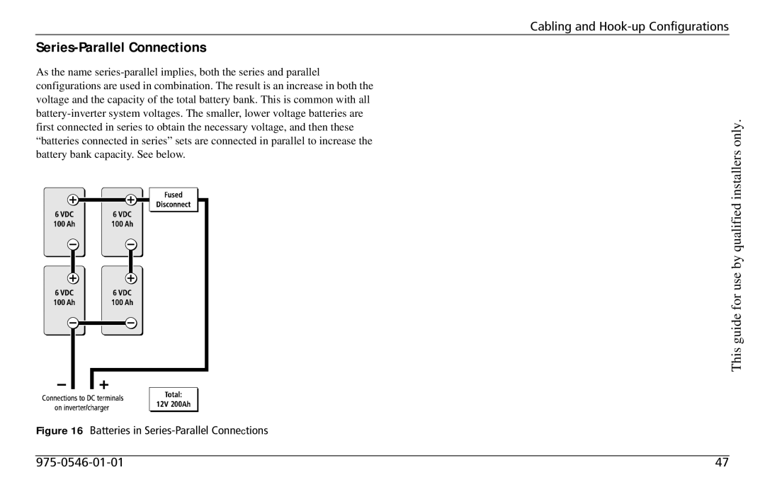 Xantrex Technology SW3000 user service Batteries in Series-Parallel Connections 