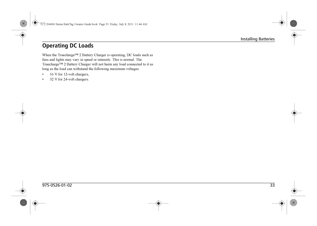 Xantrex Technology TC2 204060 manual Operating DC Loads 