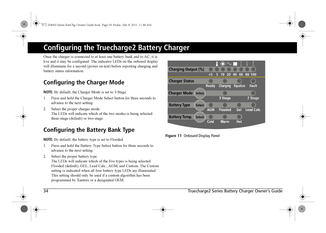 Xantrex Technology TC2 204060 manual Configuring the Truecharge2 Battery Charger, Configuring the Charger Mode 