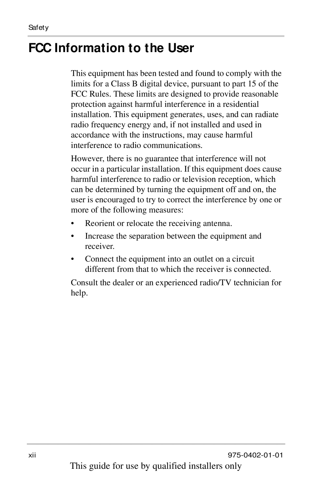 Xantrex Technology 60A12V, TC2012, TC1524, TC1512, TC5024, TC2024, TC6012, TC4012, TC5012, TC1012 manual FCC Information to the User 