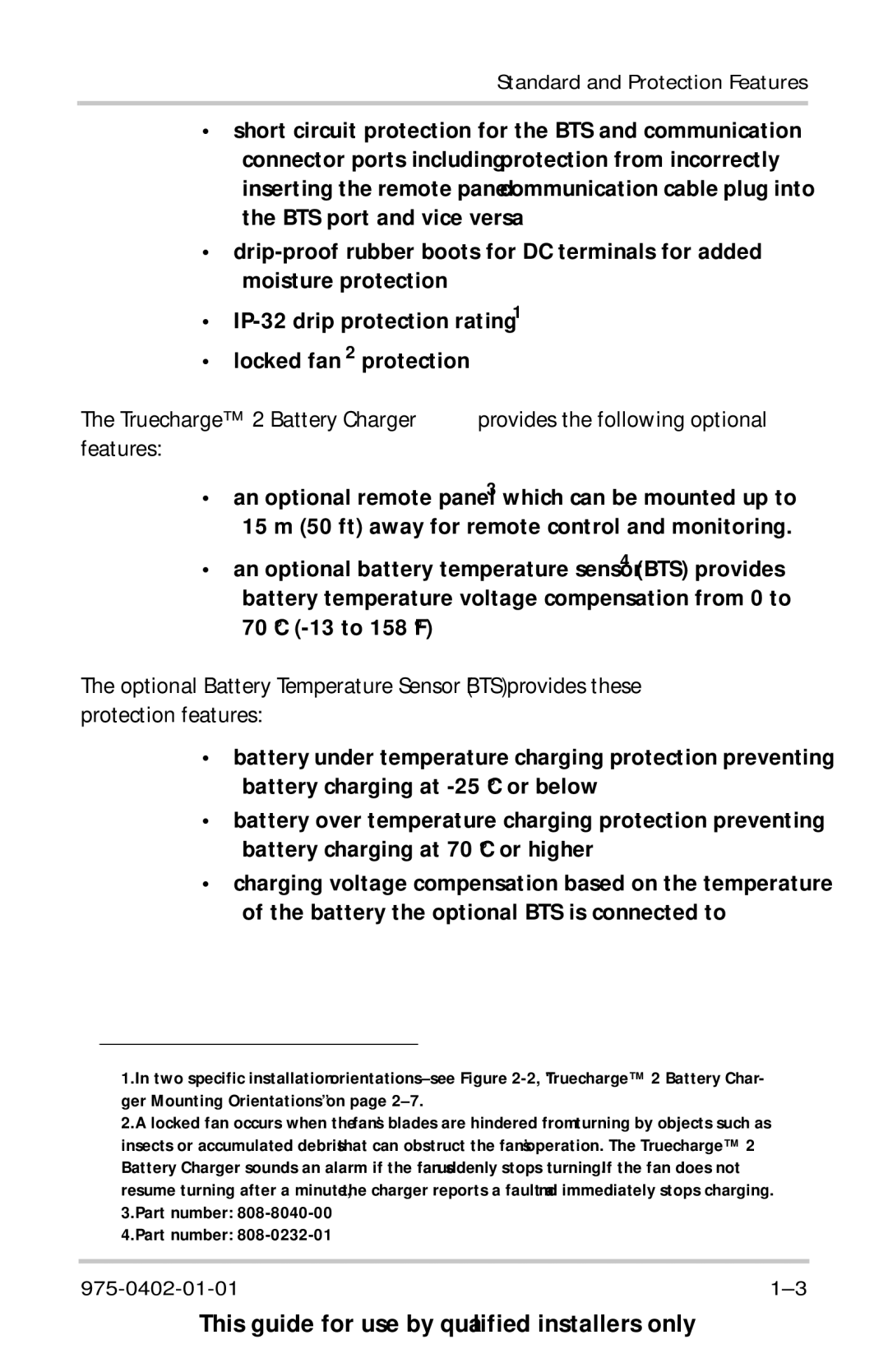 Xantrex Technology 20A12V, TC2012, TC1524, TC1512, TC5024, TC2024, TC6012, TC4012, TC5012, TC1012 Standard and Protection Features 