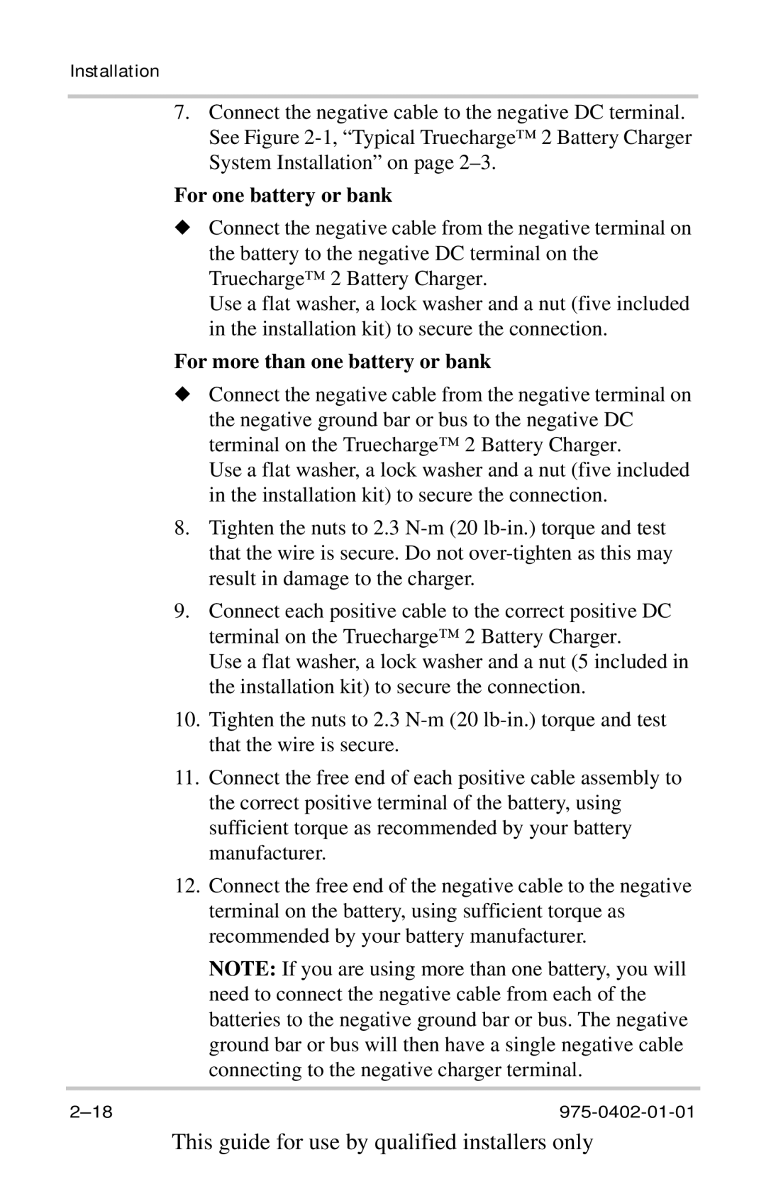 Xantrex Technology 15A12V, TC2012, TC1524, TC1512, TC5024, TC2024 For one battery or bank, For more than one battery or bank 