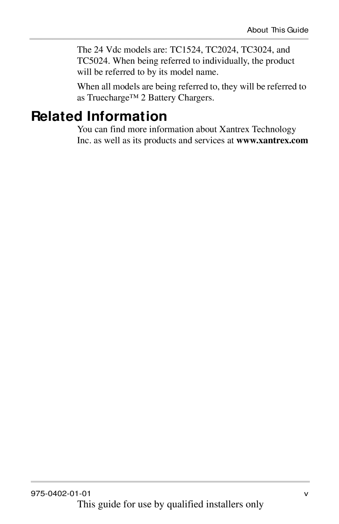 Xantrex Technology TC5012, TC2012, TC1524, TC1512, TC5024, TC2024, TC6012, TC4012, TC1012, TC3024, TC3012 manual Related Information 