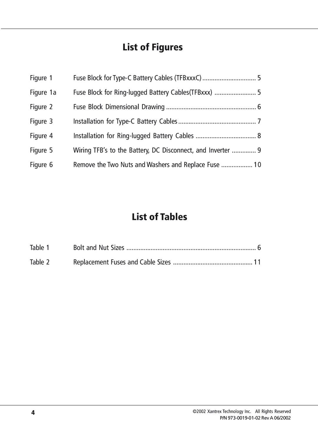 Xantrex Technology TFB300C, TFB400C, TFB350C, TFB200C, TFB110C manual List of Figures 