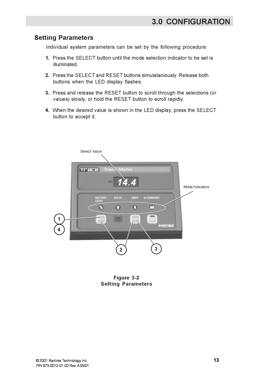 Xantrex Technology TM500A manual 14.4, Setting Parameters, Configuration 