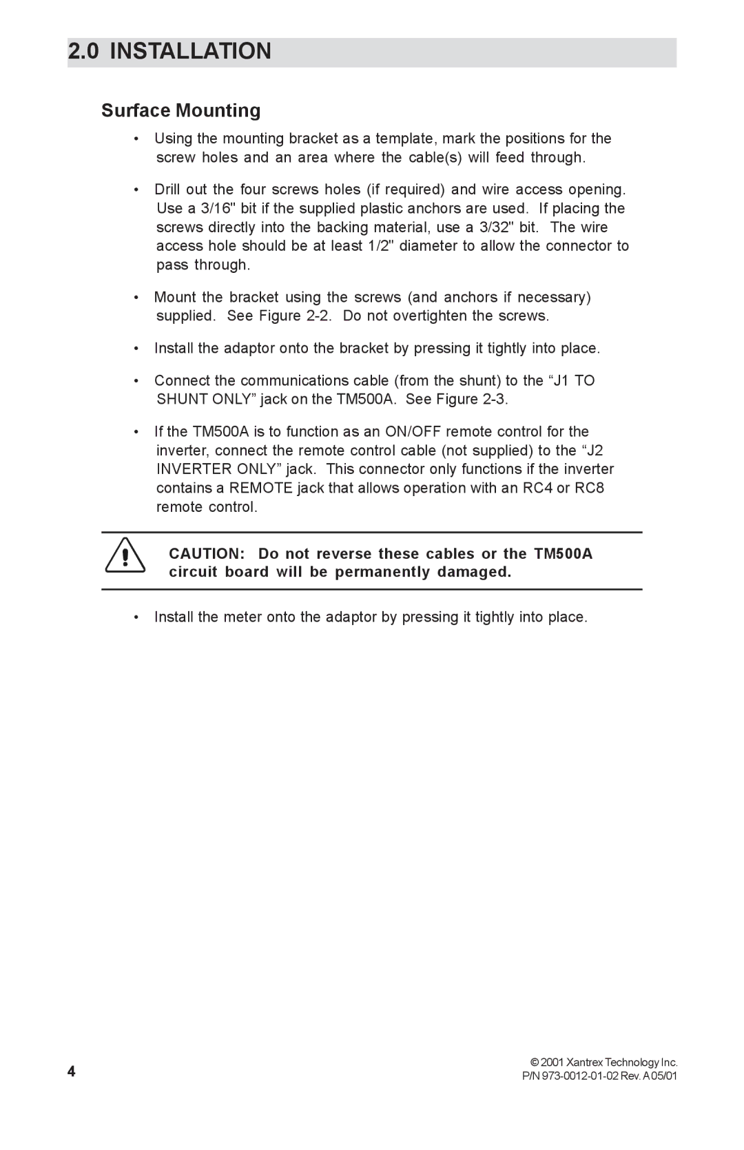 Xantrex Technology TM500A manual Surface Mounting 