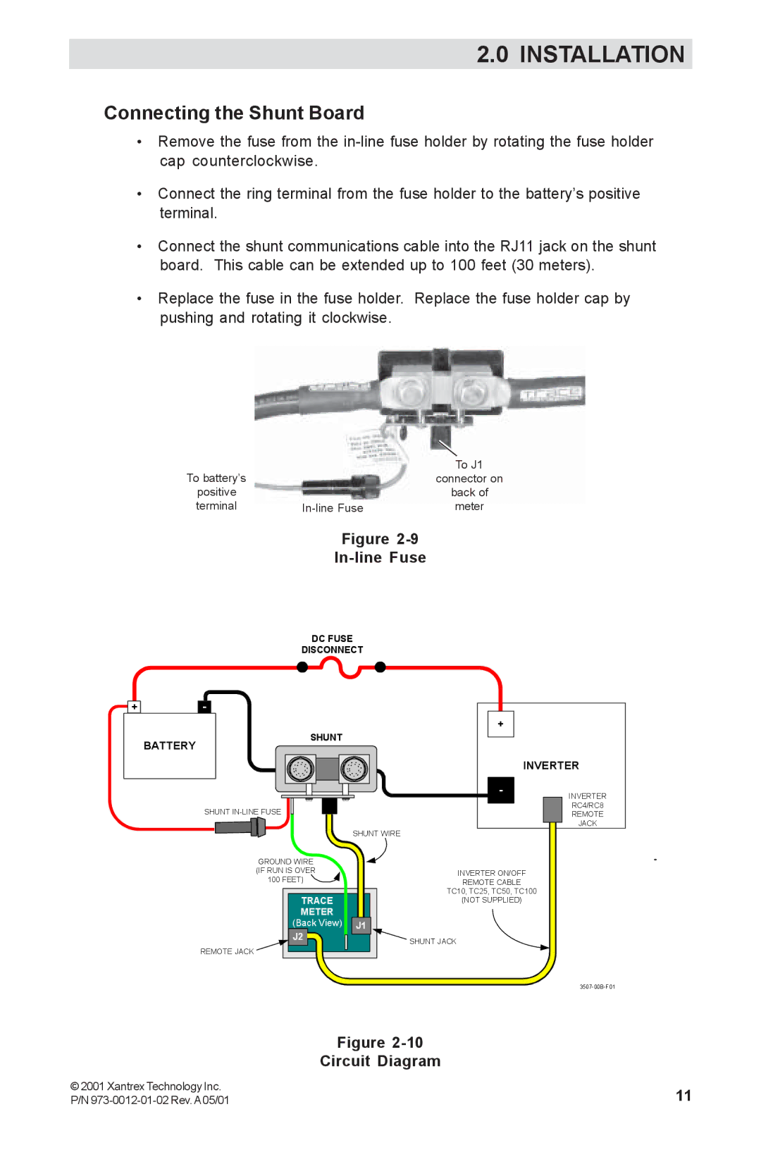 Xantrex Technology TM500A manual Connecting the Shunt Board, In-line Fuse, Circuit Diagram 