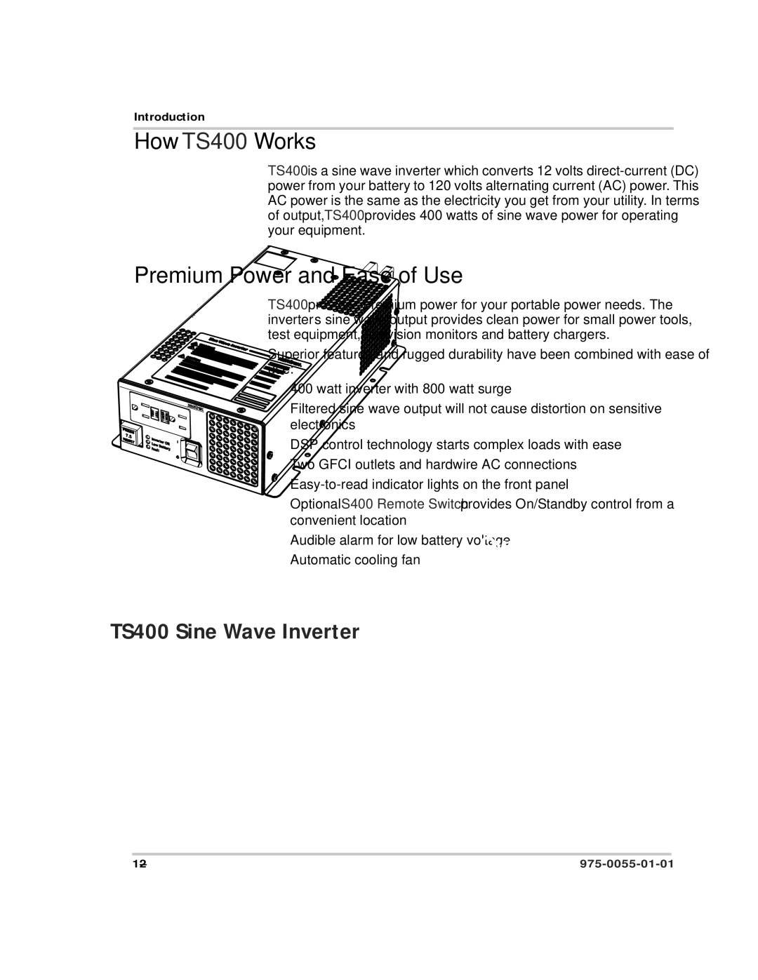 Xantrex Technology manual How TS400 Works, Premium Power and Ease of Use 