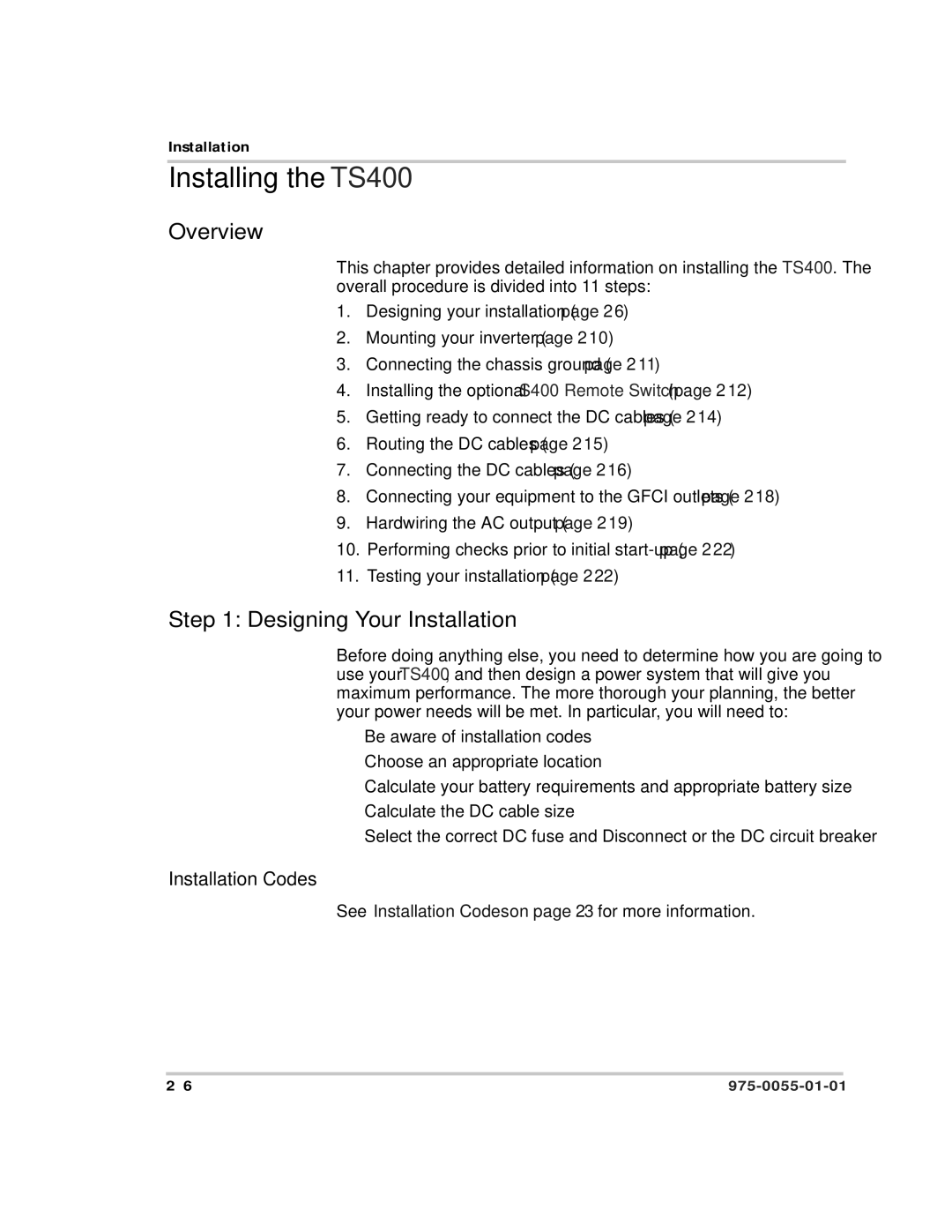 Xantrex Technology manual Installing the TS400, Overview, Designing Your Installation 