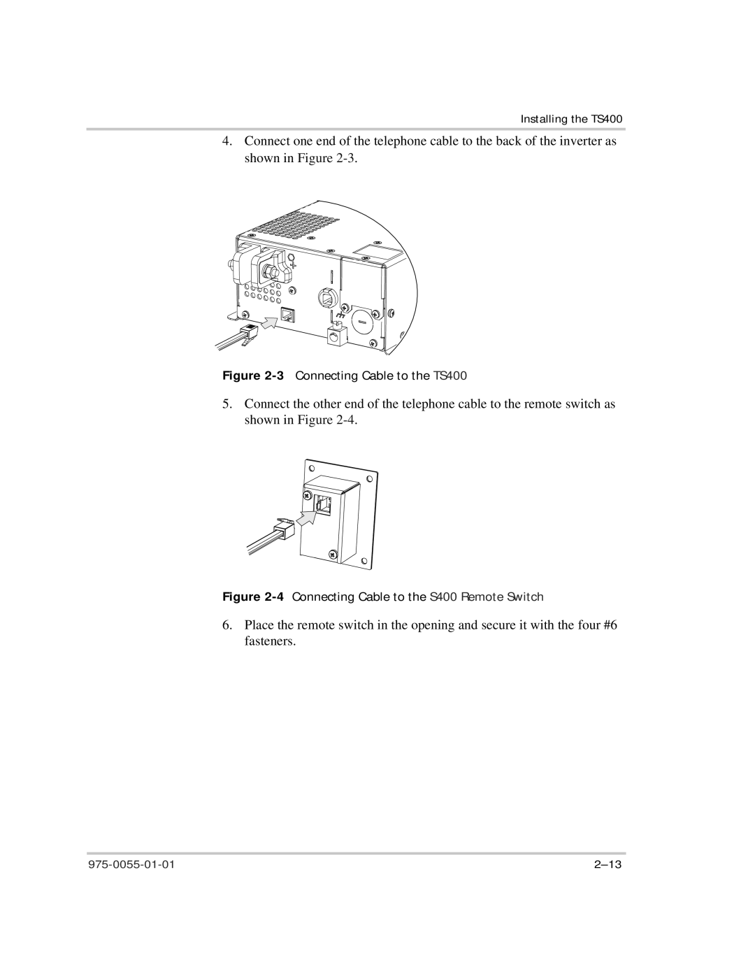 Xantrex Technology manual 3Connecting Cable to the TS400 