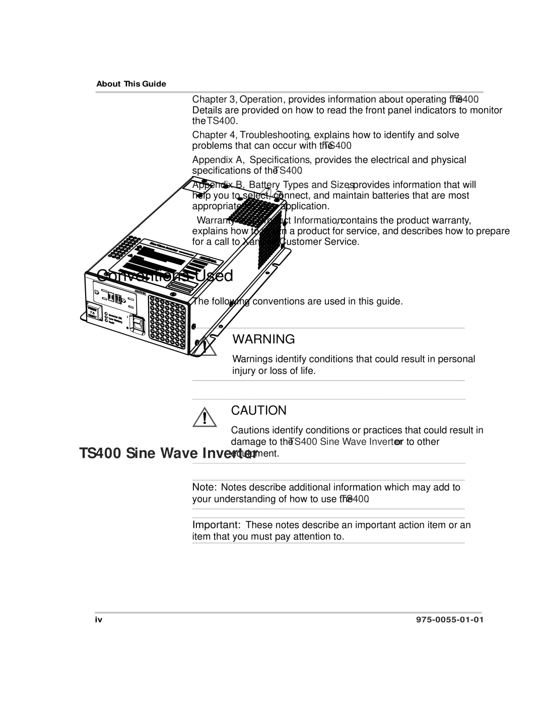 Xantrex Technology TS400 manual Conventions Used 