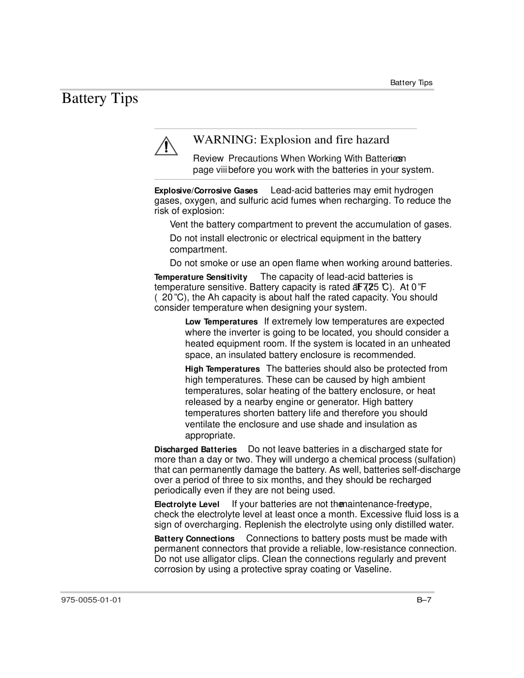 Xantrex Technology TS400 manual Battery Tips 