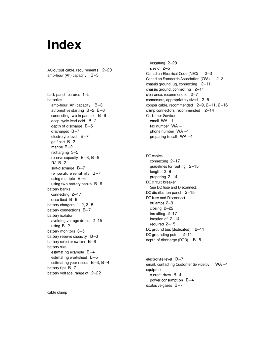 Xantrex Technology TS400 manual Index 