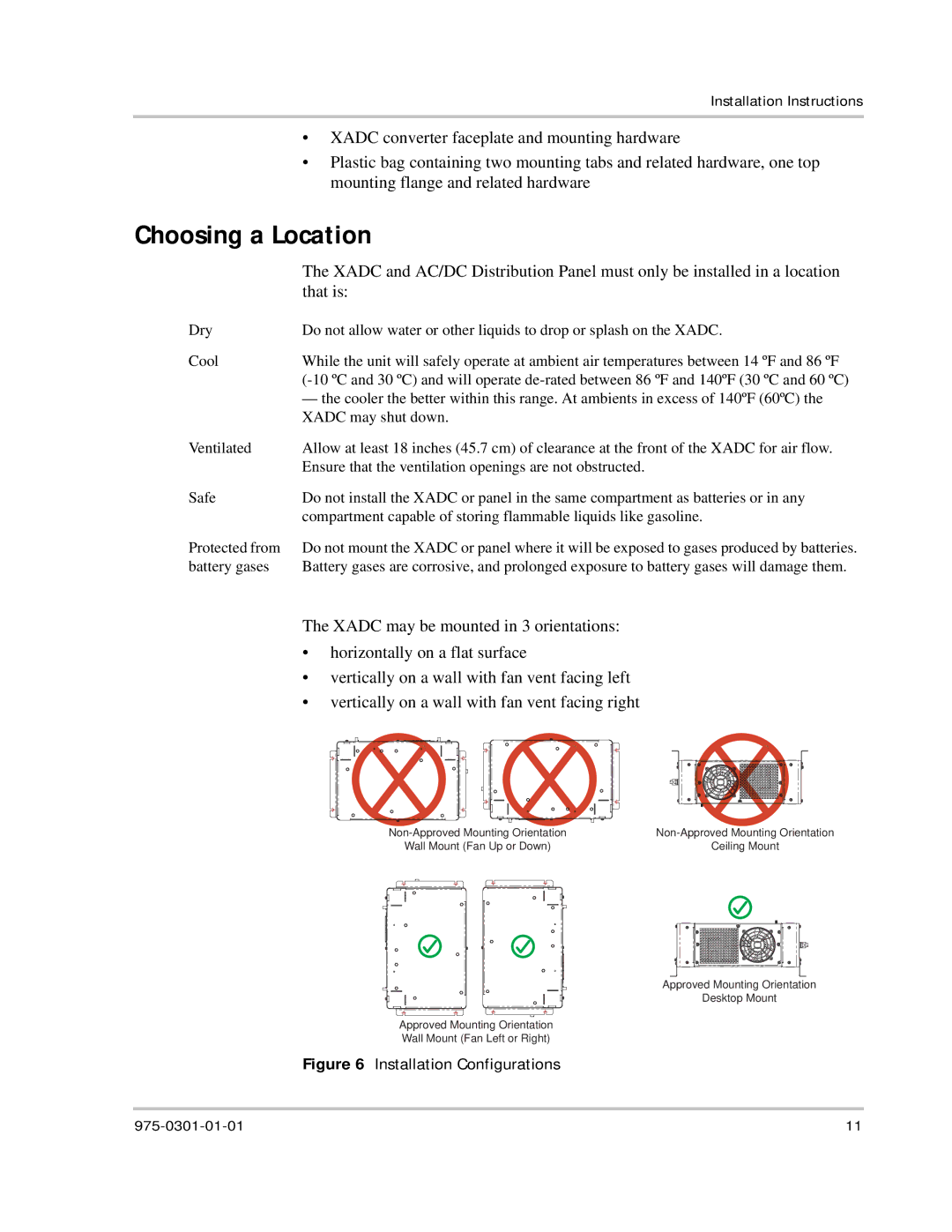 Xantrex Technology XADC installation instructions Choosing a Location, Installation Configurations 