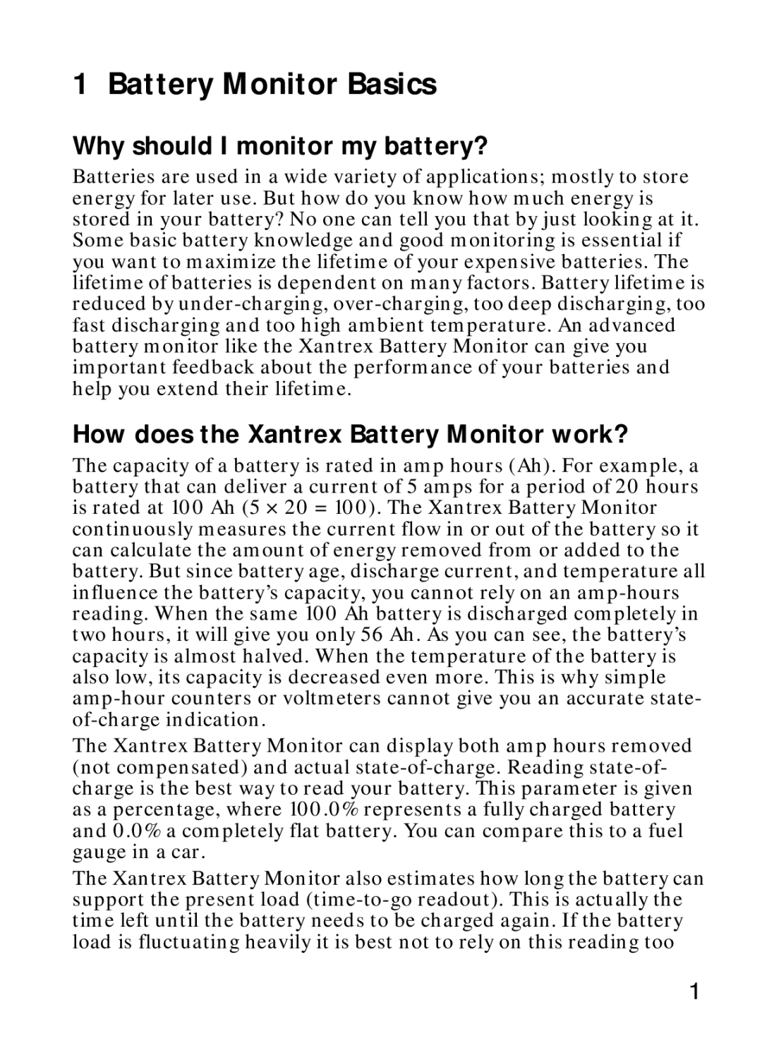 Xantrex Technology Xantrex Battery Monitor manual Battery Monitor Basics, Why should I monitor my battery? 