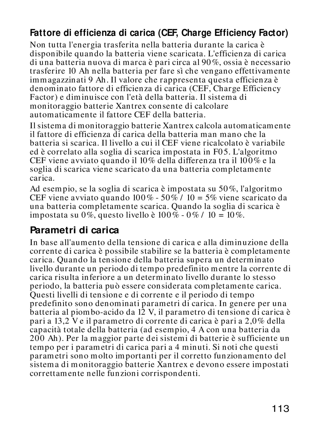 Xantrex Technology Xantrex Battery Monitor manual Parametri di carica, 113 