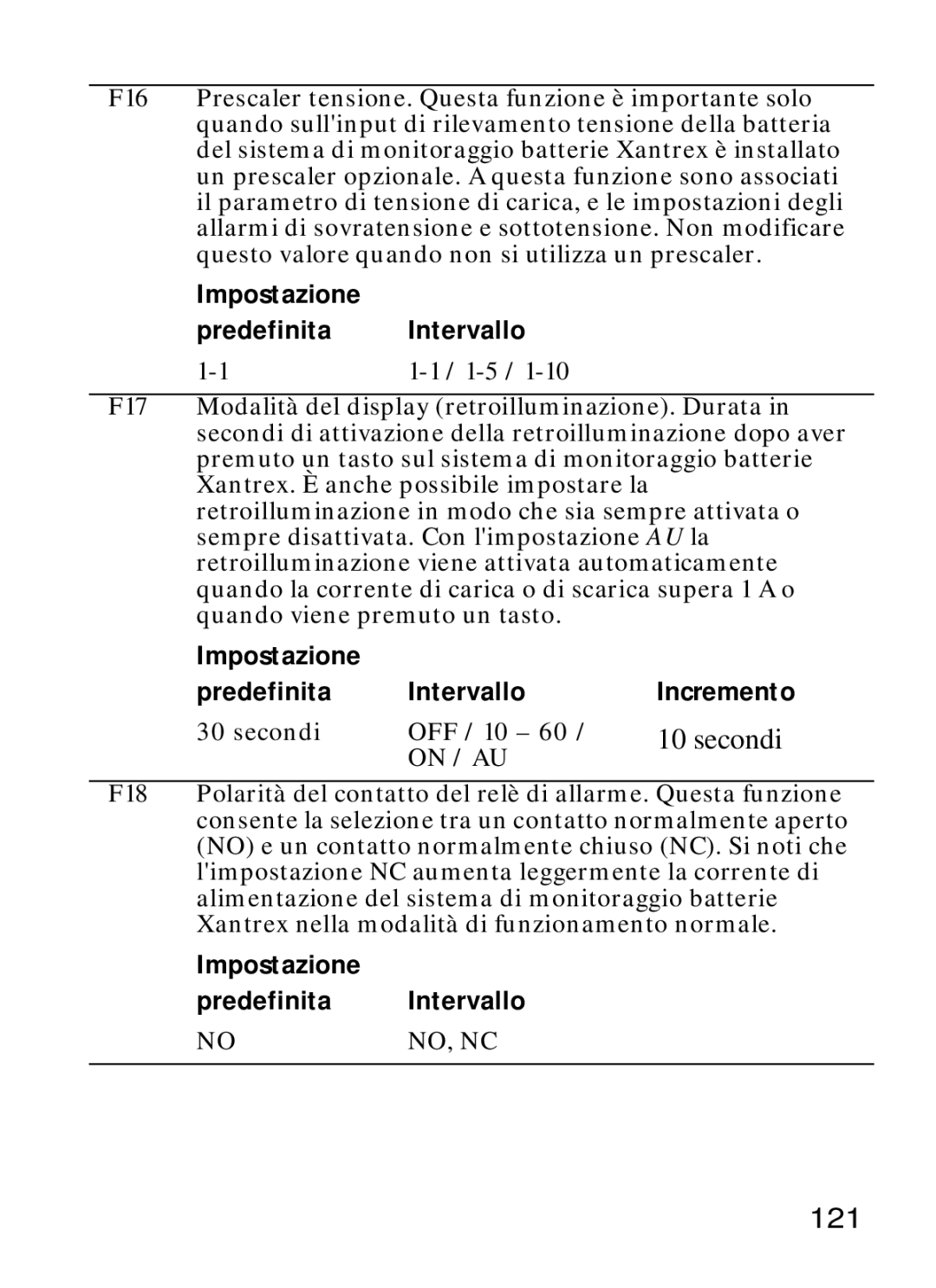 Xantrex Technology Xantrex Battery Monitor manual 121, Secondi OFF / 10 