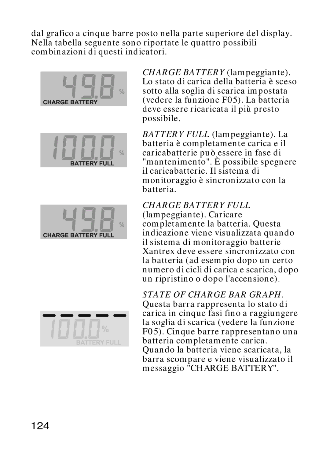 Xantrex Technology Xantrex Battery Monitor manual 124, Charge Battery Full 