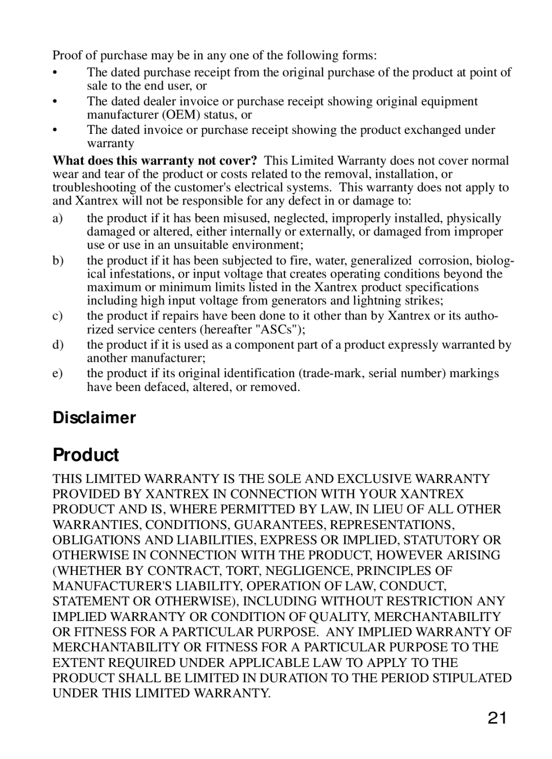 Xantrex Technology Xantrex Battery Monitor manual Product, Disclaimer 