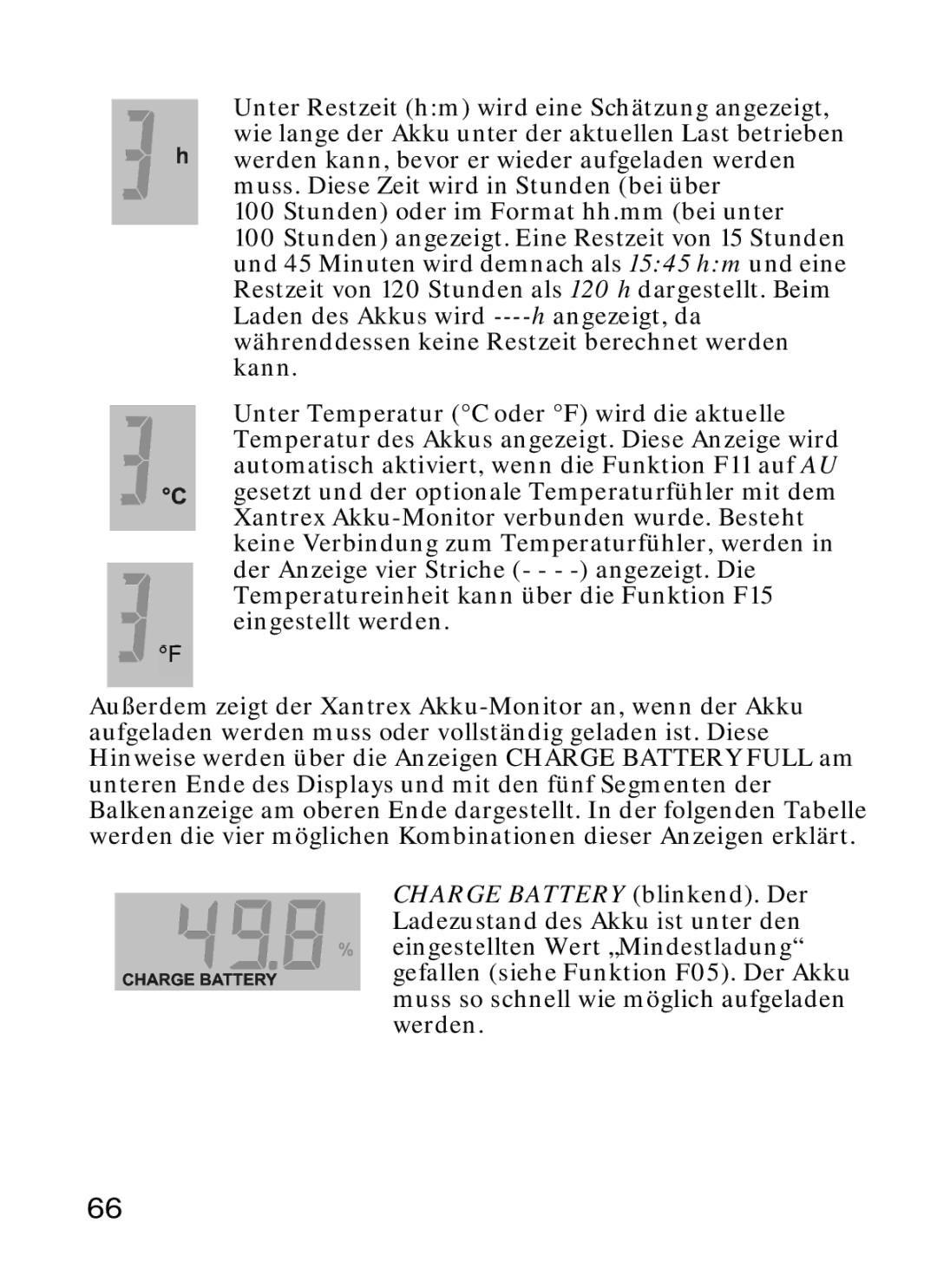 Xantrex Technology Xantrex Battery Monitor manual Stunden oder im Format hh.mm bei unter 