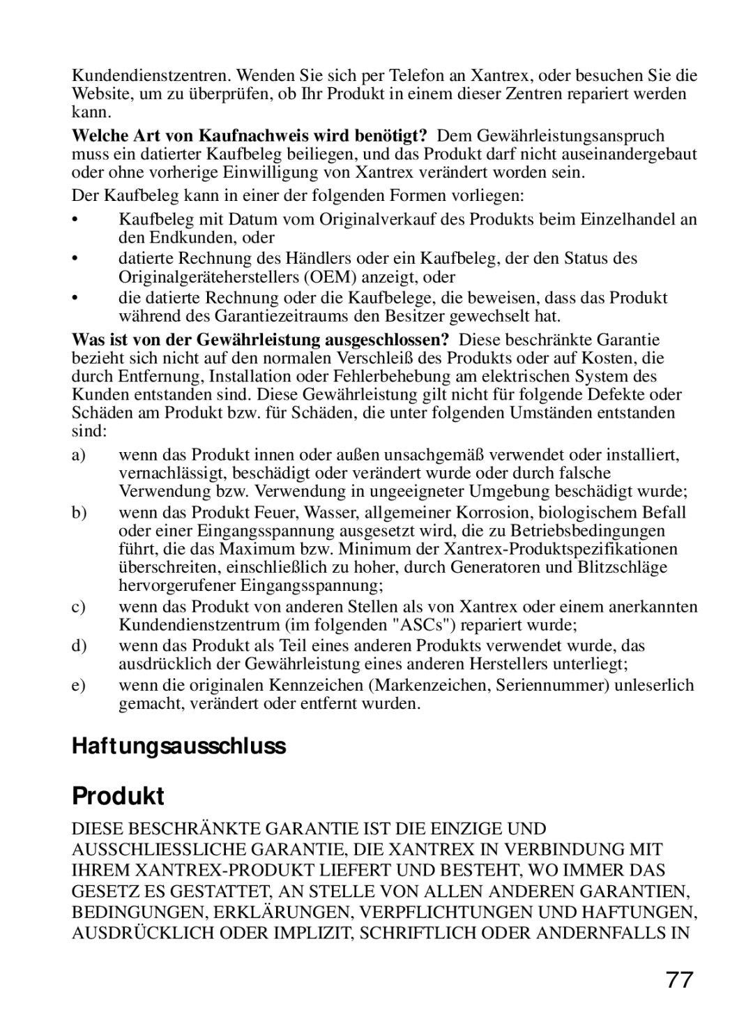 Xantrex Technology Xantrex Battery Monitor manual Produkt, Haftungsausschluss 