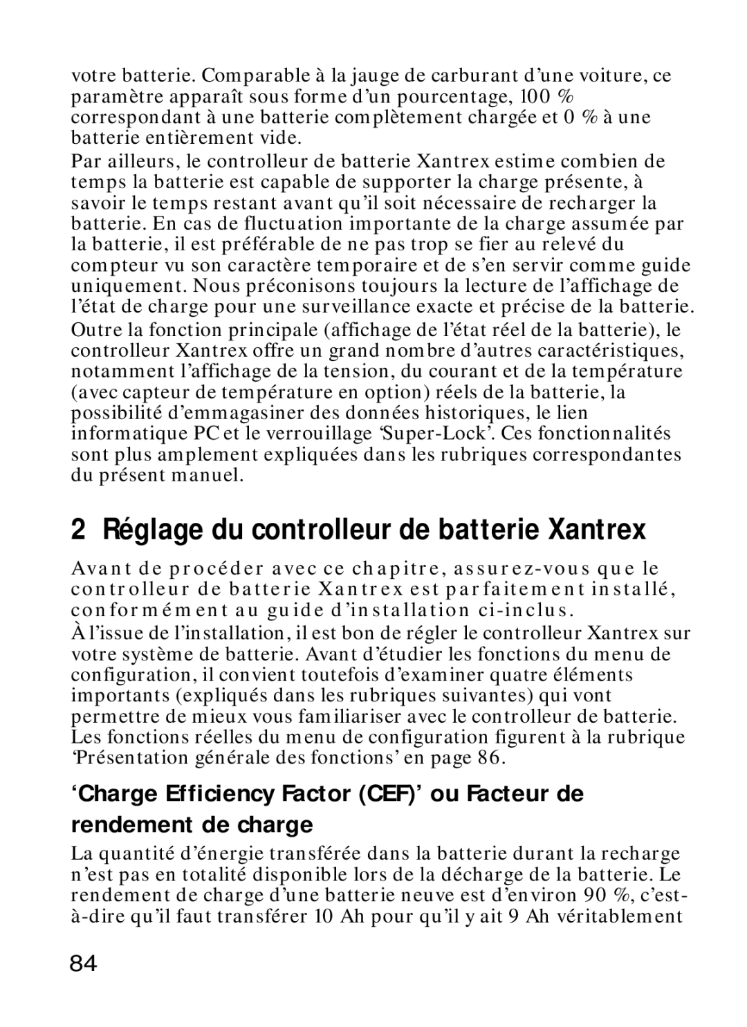 Xantrex Technology Xantrex Battery Monitor manual Réglage du controlleur de batterie Xantrex 