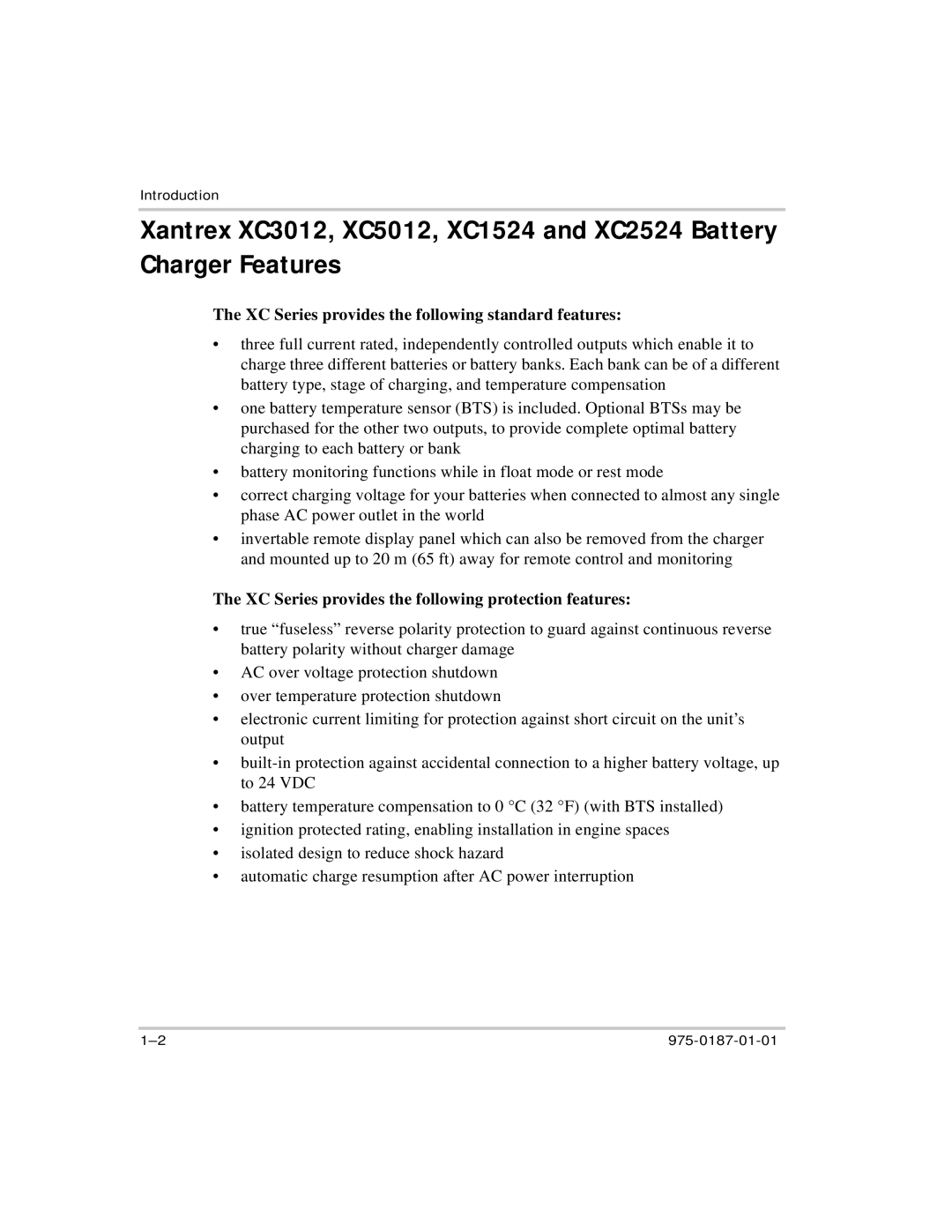 Xantrex Technology XC3012, XC5012, XC2524, XC1524 manual XC Series provides the following standard features 