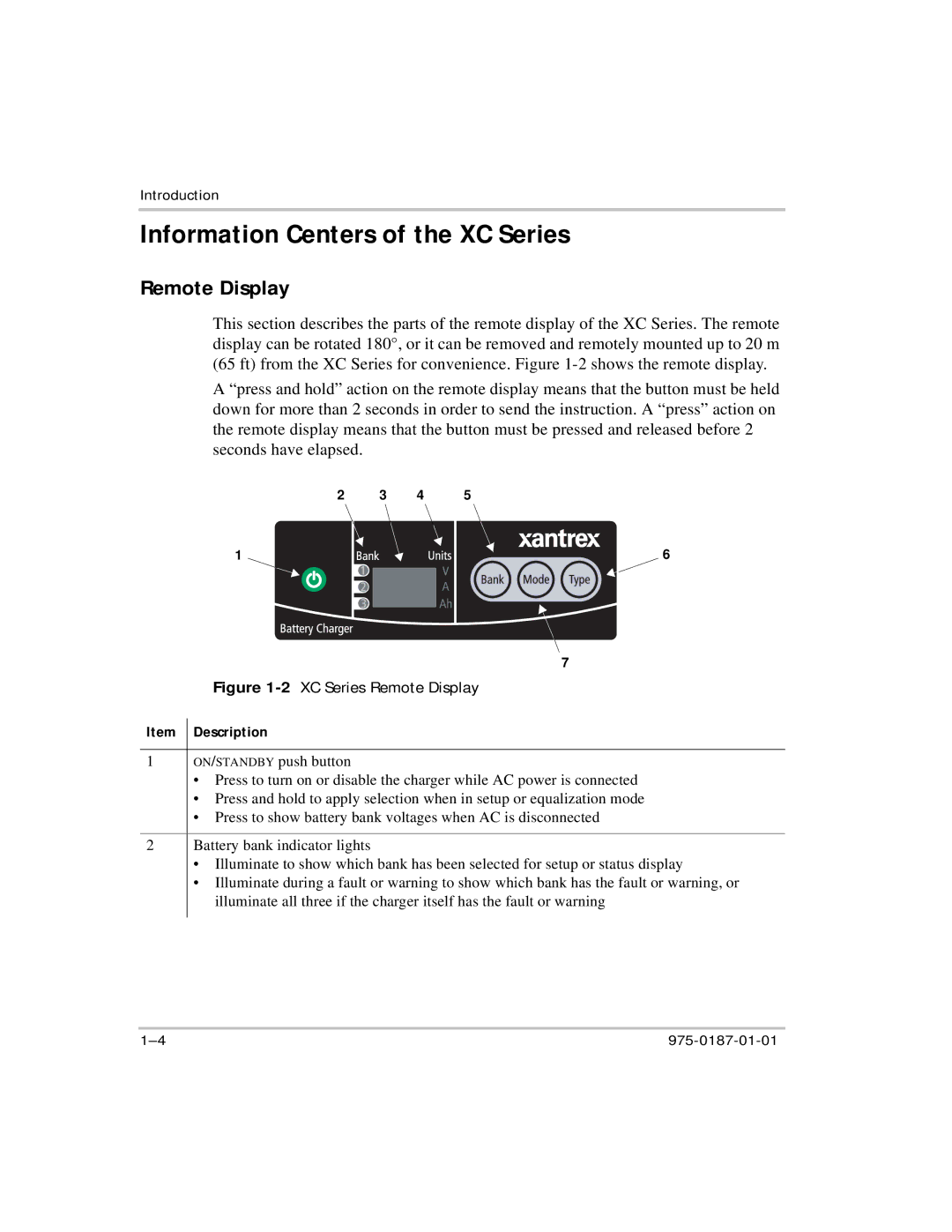 Xantrex Technology XC5012, XC2524, XC3012, XC1524 manual Information Centers of the XC Series, Remote Display 