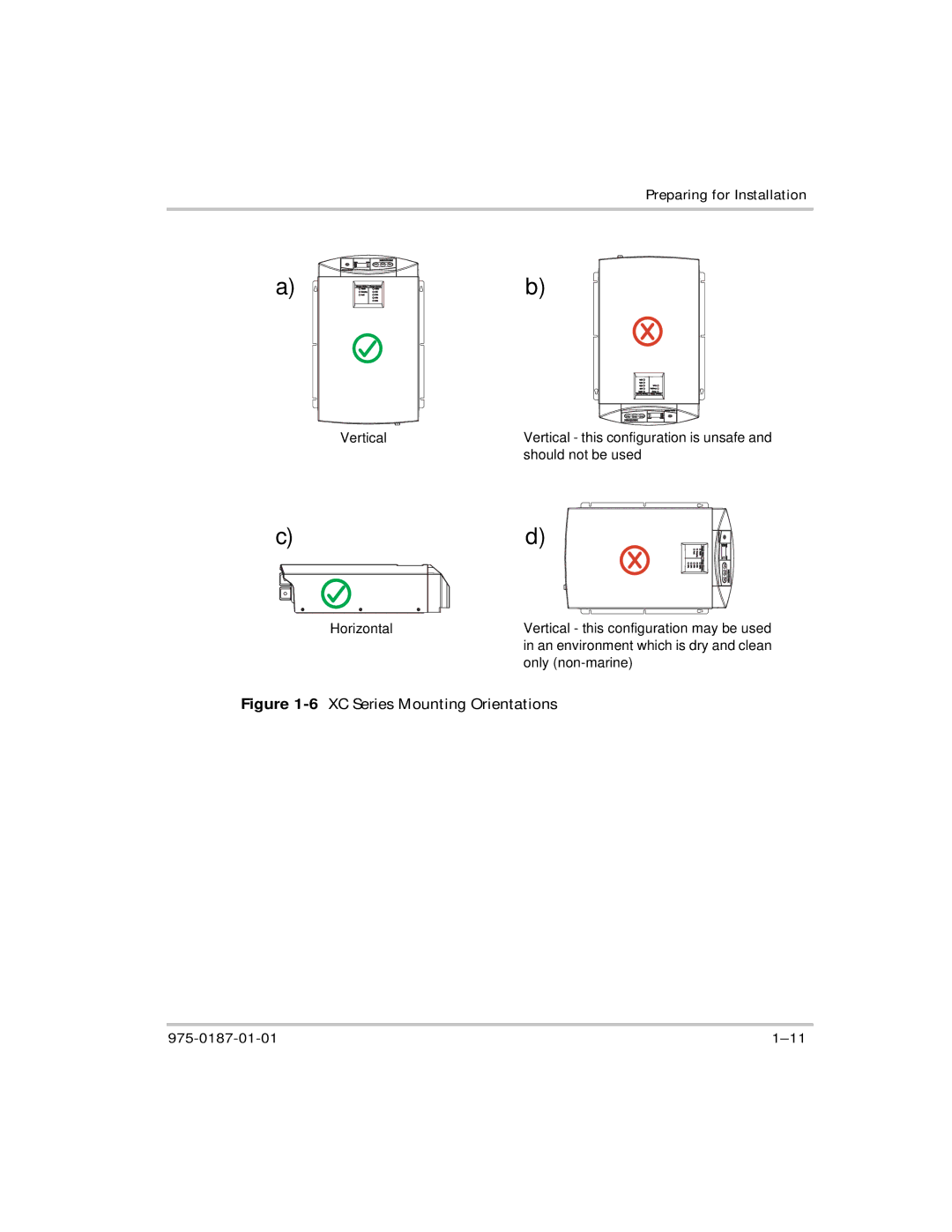 Xantrex Technology XC1524, XC5012, XC2524, XC3012 manual 6XC Series Mounting Orientations 