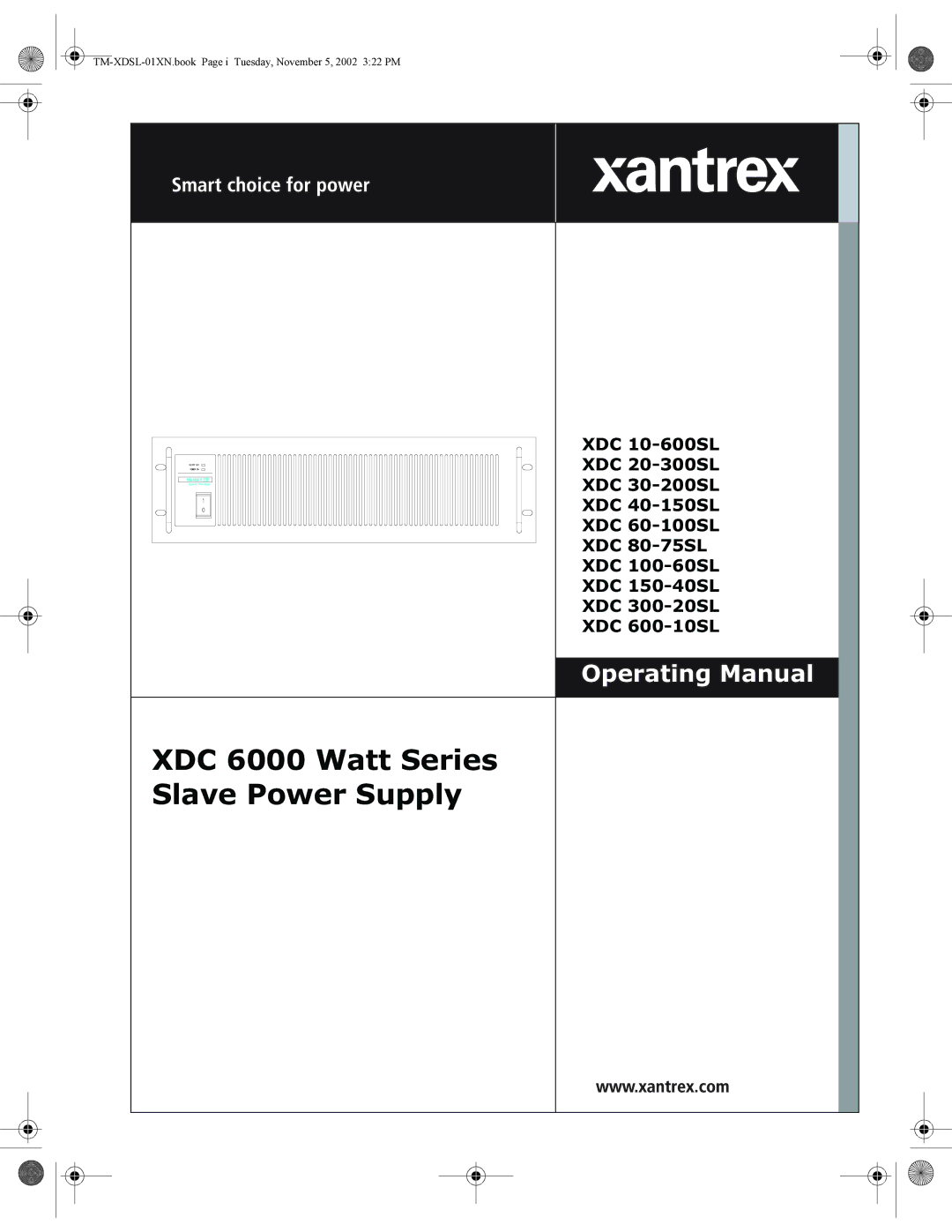 Xantrex Technology XDC 80-75SL, XDC 600-10SL, XDC 60-100SL, XDC 40-150SL manual XDC 6000 Watt Series Slave Power Supply 