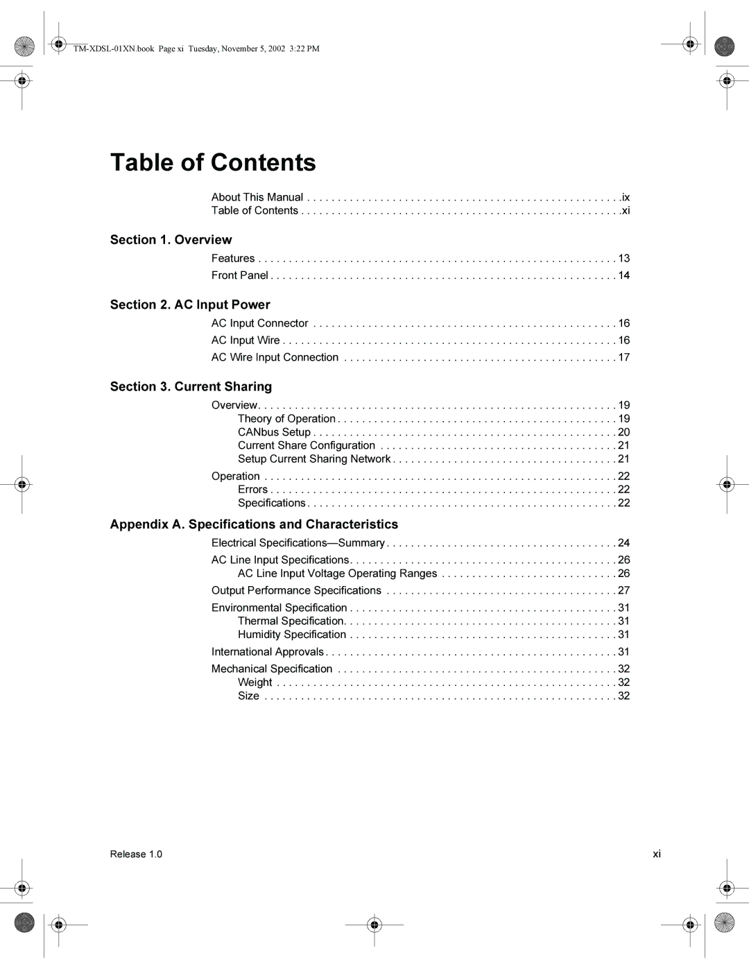 Xantrex Technology XDC 80-75SL, XDC 6000, XDC 600-10SL, XDC 60-100SL, XDC 40-150SL, XDC 10-600SL manual Table of Contents 