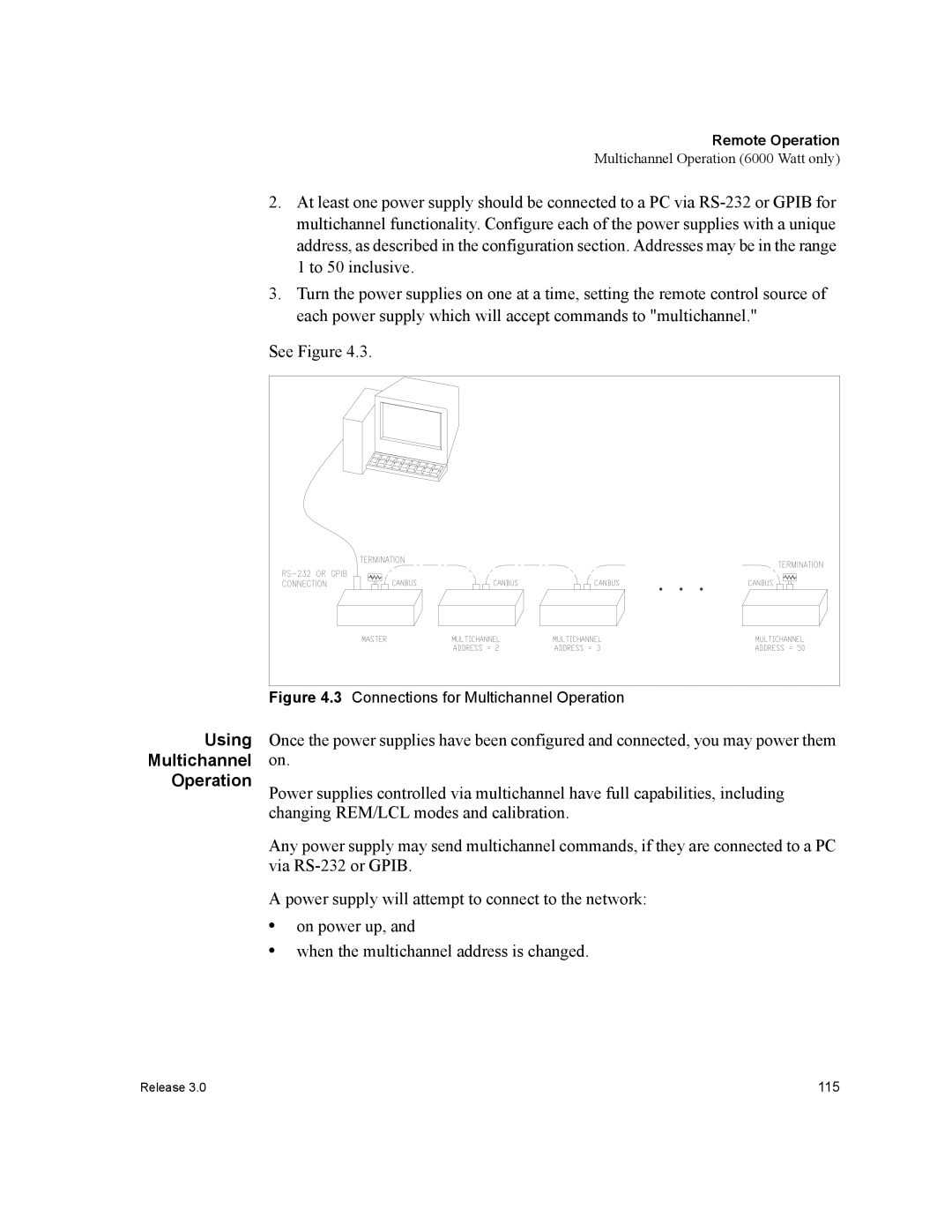 Xantrex Technology XDC manual Using, Changing REM/LCL modes and calibration, Connections for Multichannel Operation 