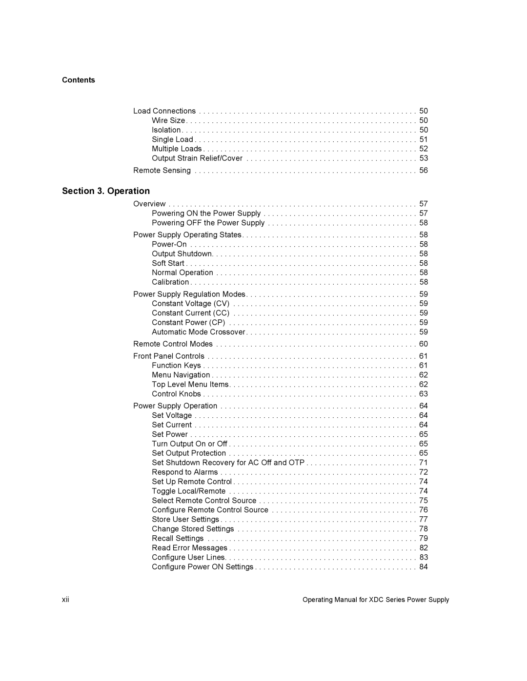 Xantrex Technology XDC manual Operation, Contents 