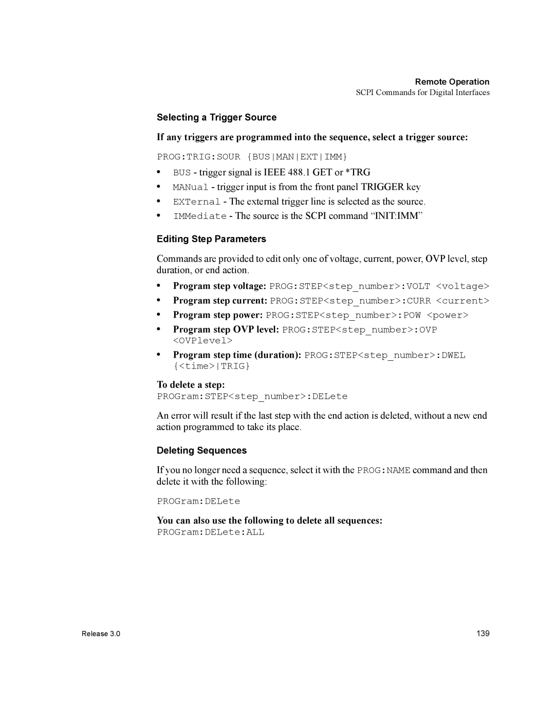 Xantrex Technology XDC manual You can also use the following to delete all sequences, Selecting a Trigger Source 