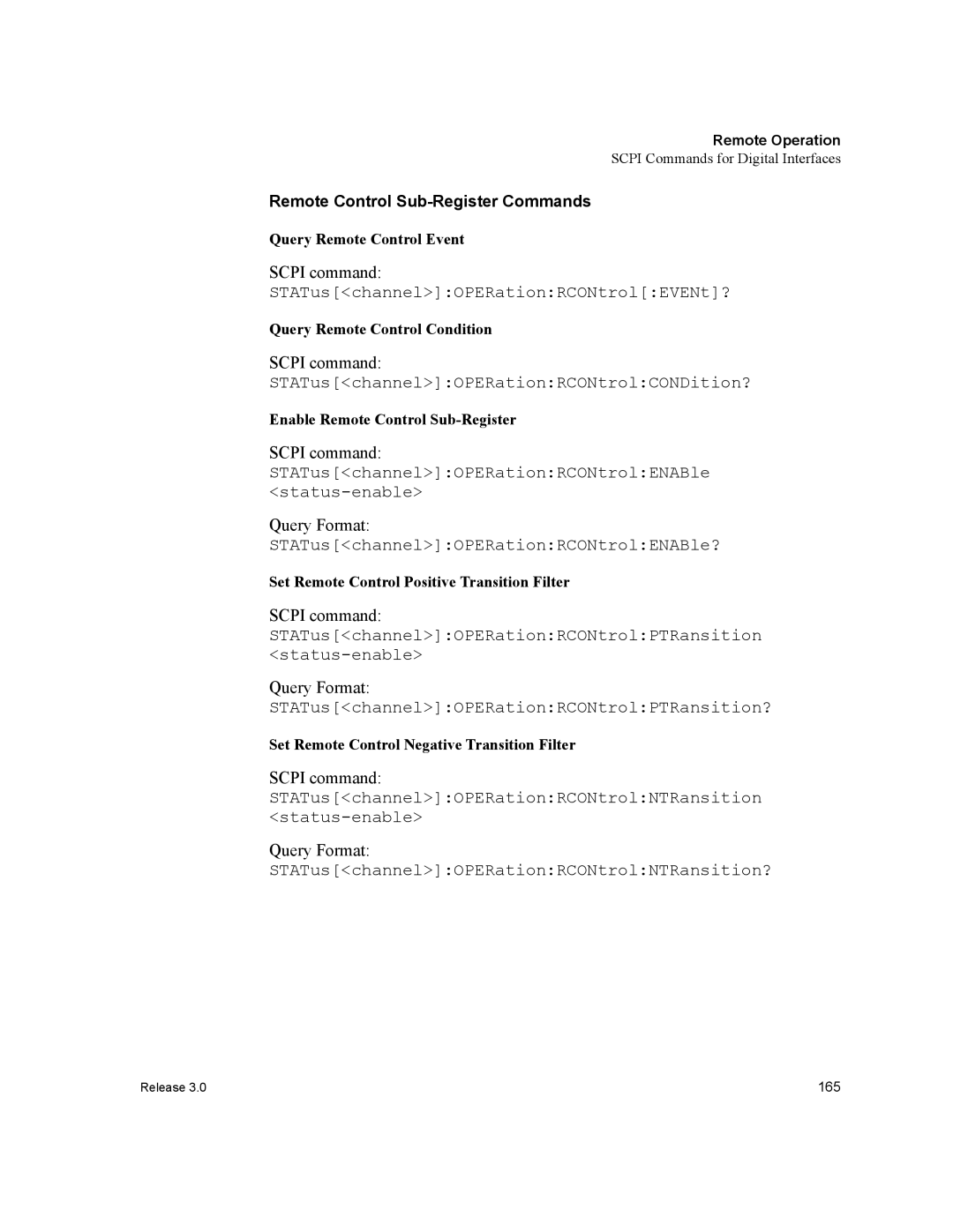 Xantrex Technology XDC manual STATuschannelOPERationRCONtrolCONDition?, Remote Control Sub-Register Commands 