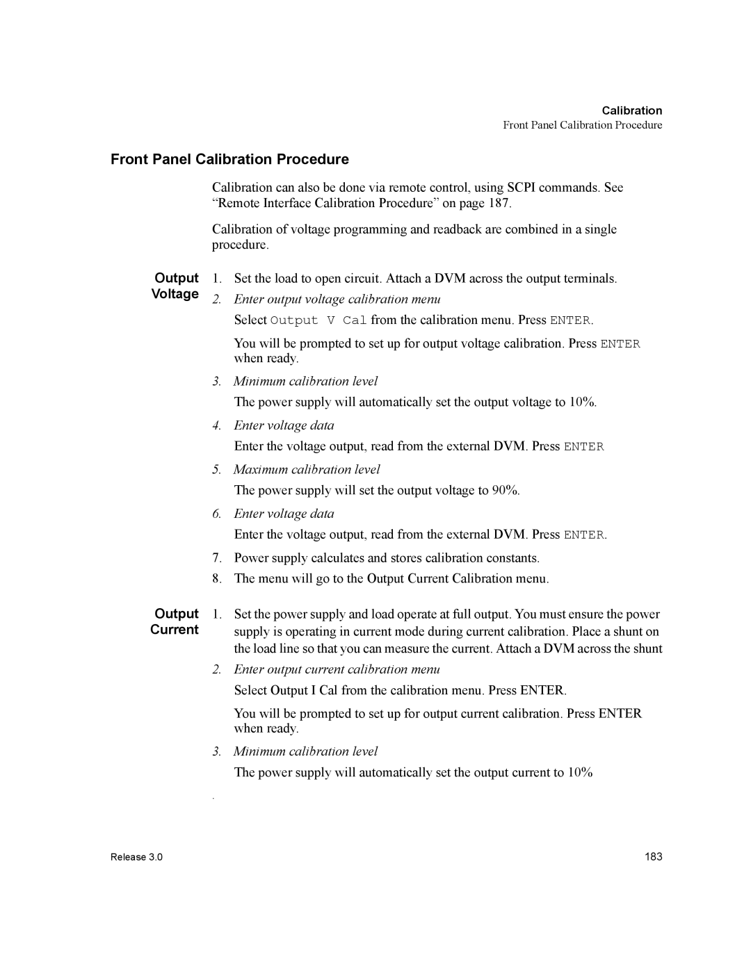 Xantrex Technology XDC Front Panel Calibration Procedure, Power supply will set the output voltage to 90%, Output Current 