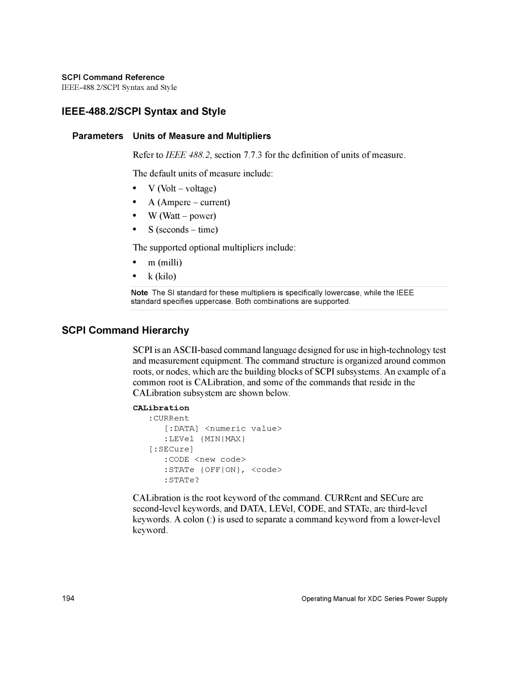 Xantrex Technology XDC manual IEEE-488.2/SCPI Syntax and Style, Scpi Command Hierarchy, Scpi Command Reference 