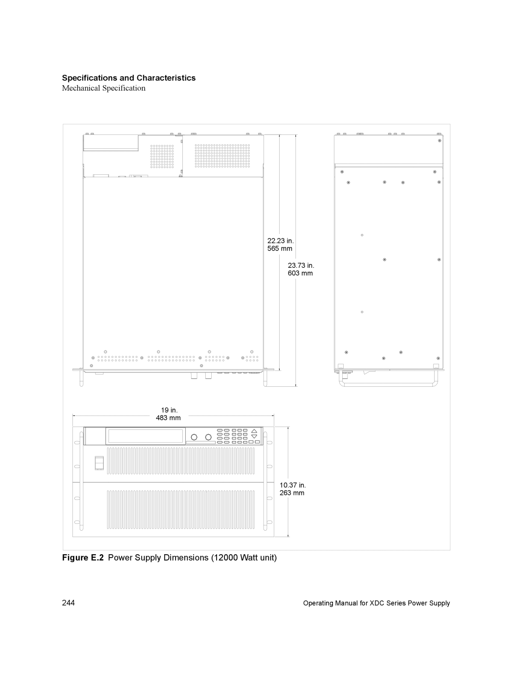 Xantrex Technology XDC manual Figure E.2 Power Supply Dimensions 12000 Watt unit 
