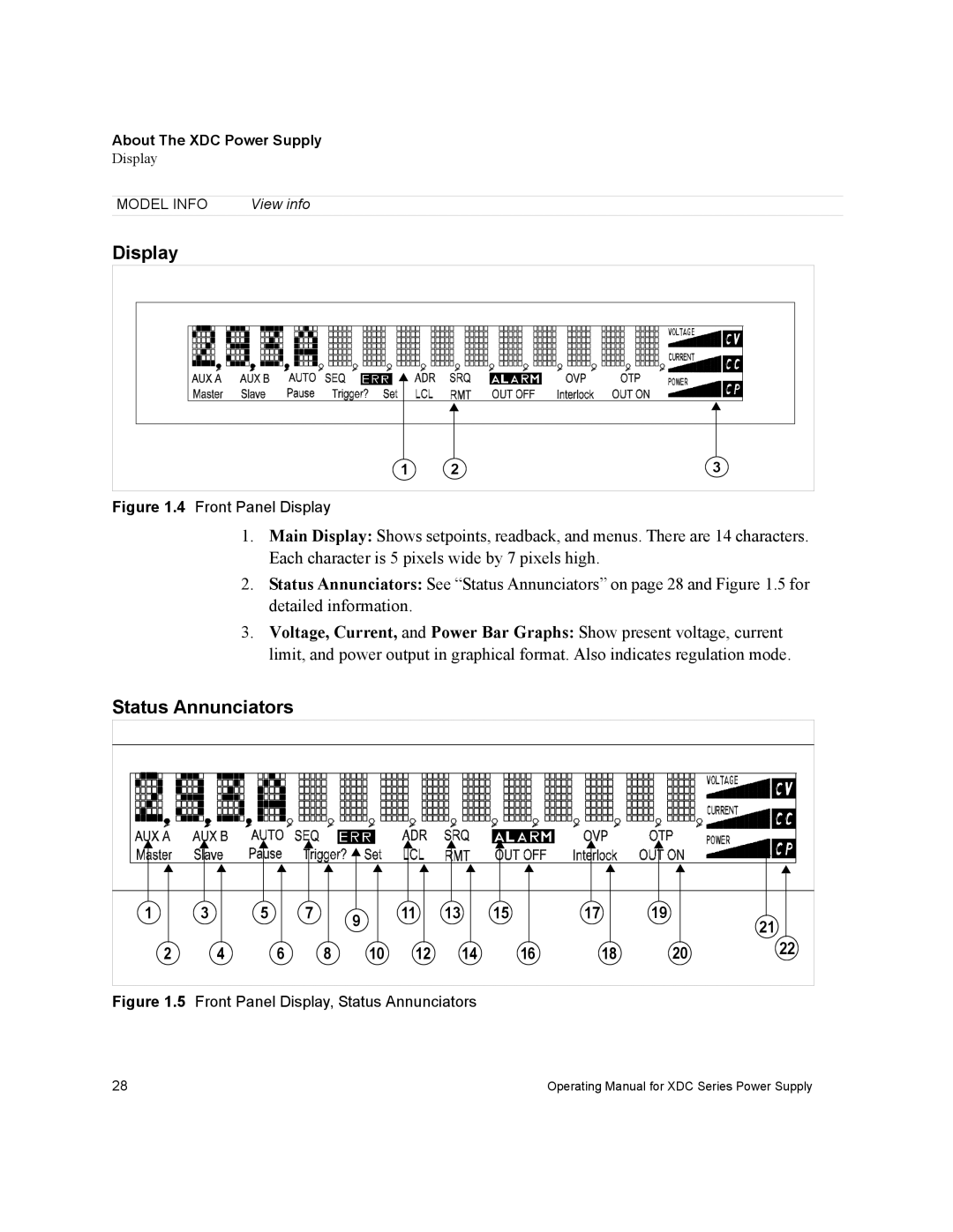 Xantrex Technology XDC manual Front Panel Display, Status Annunciators 