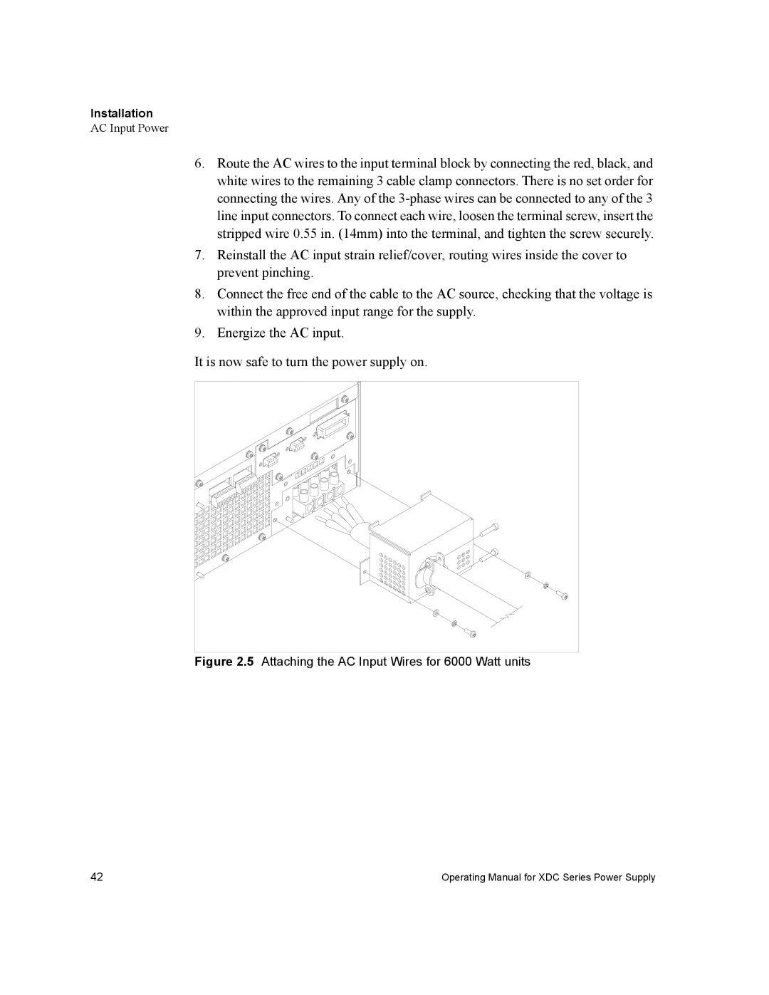 Xantrex Technology XDC manual Attaching the AC Input Wires for 6000 Watt units 