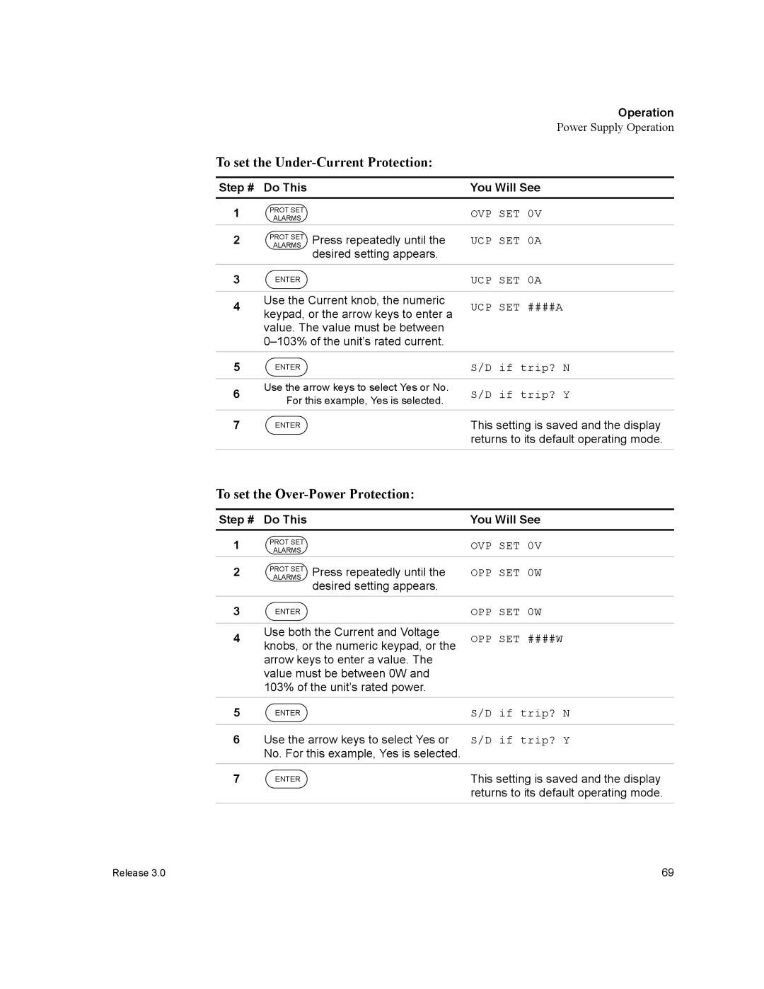 Xantrex Technology XDC manual To set the Under-Current Protection, To set the Over-Power Protection 