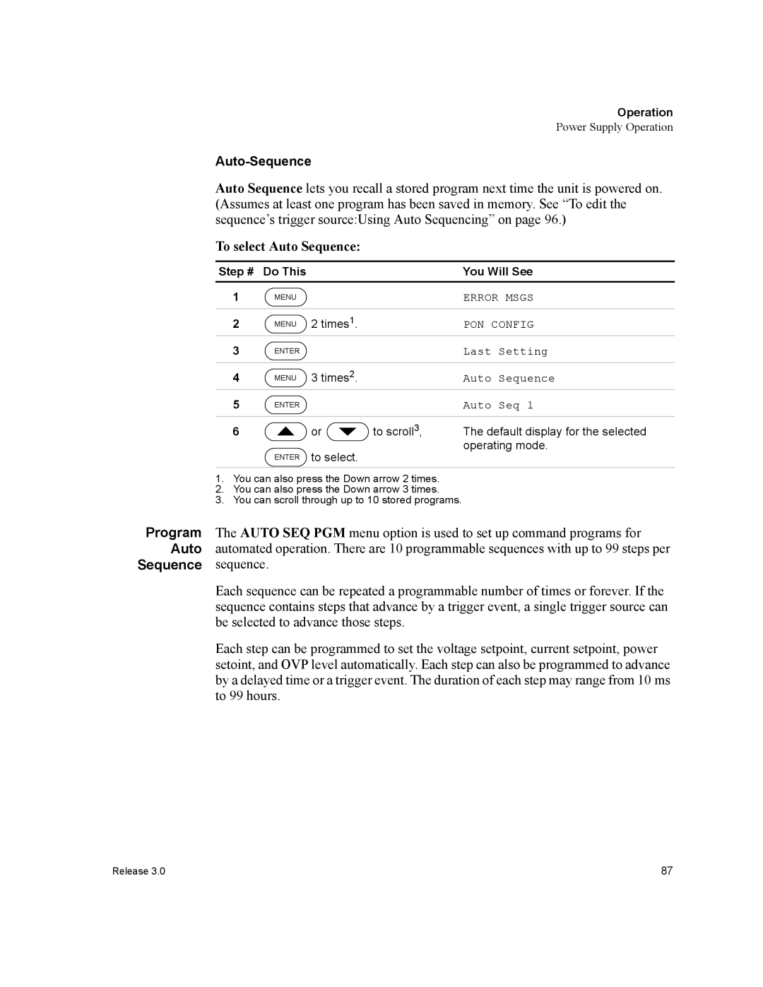 Xantrex Technology XDC manual Sequence sequence, Auto-Sequence, Auto Sequence 