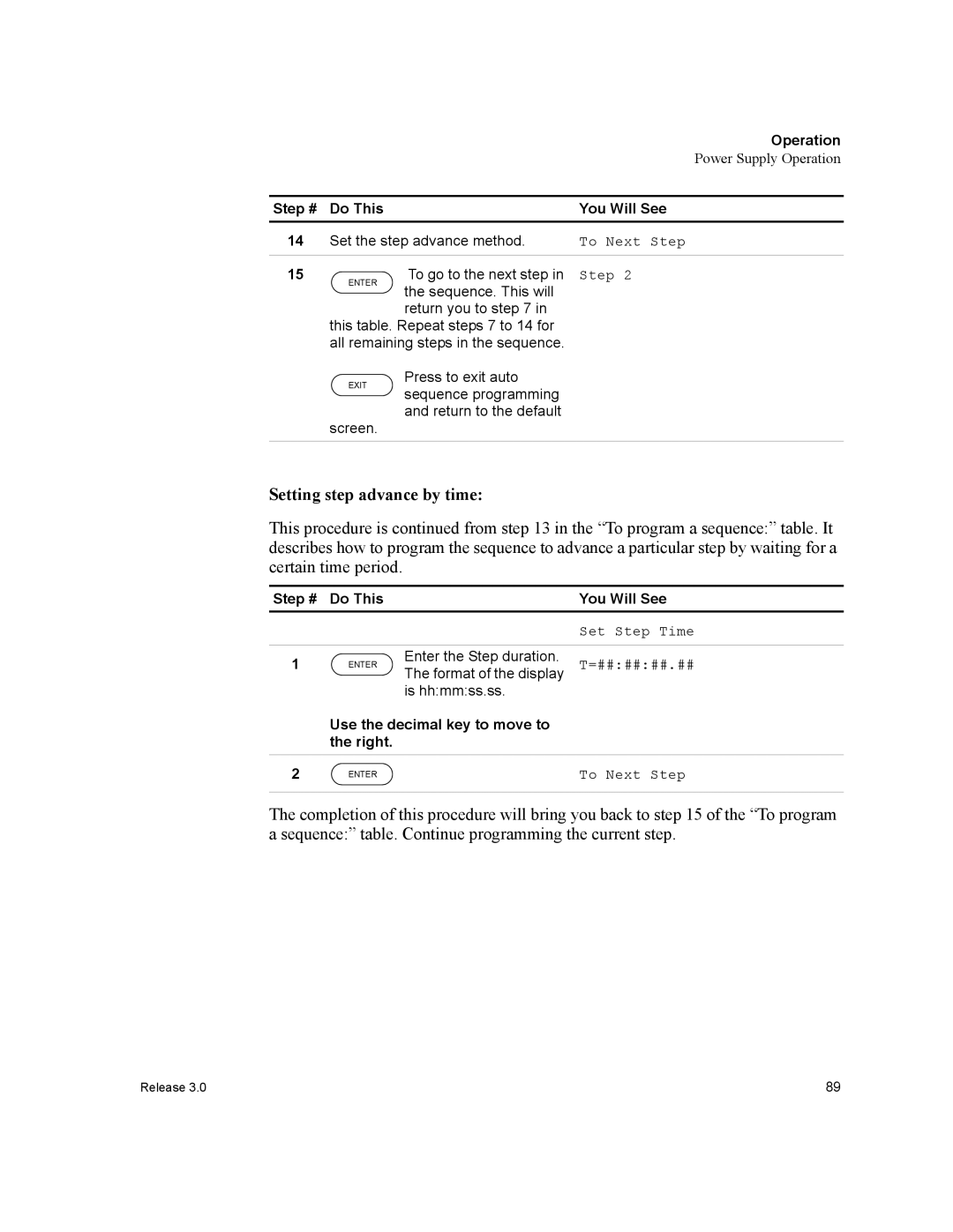 Xantrex Technology XDC manual Setting step advance by time 