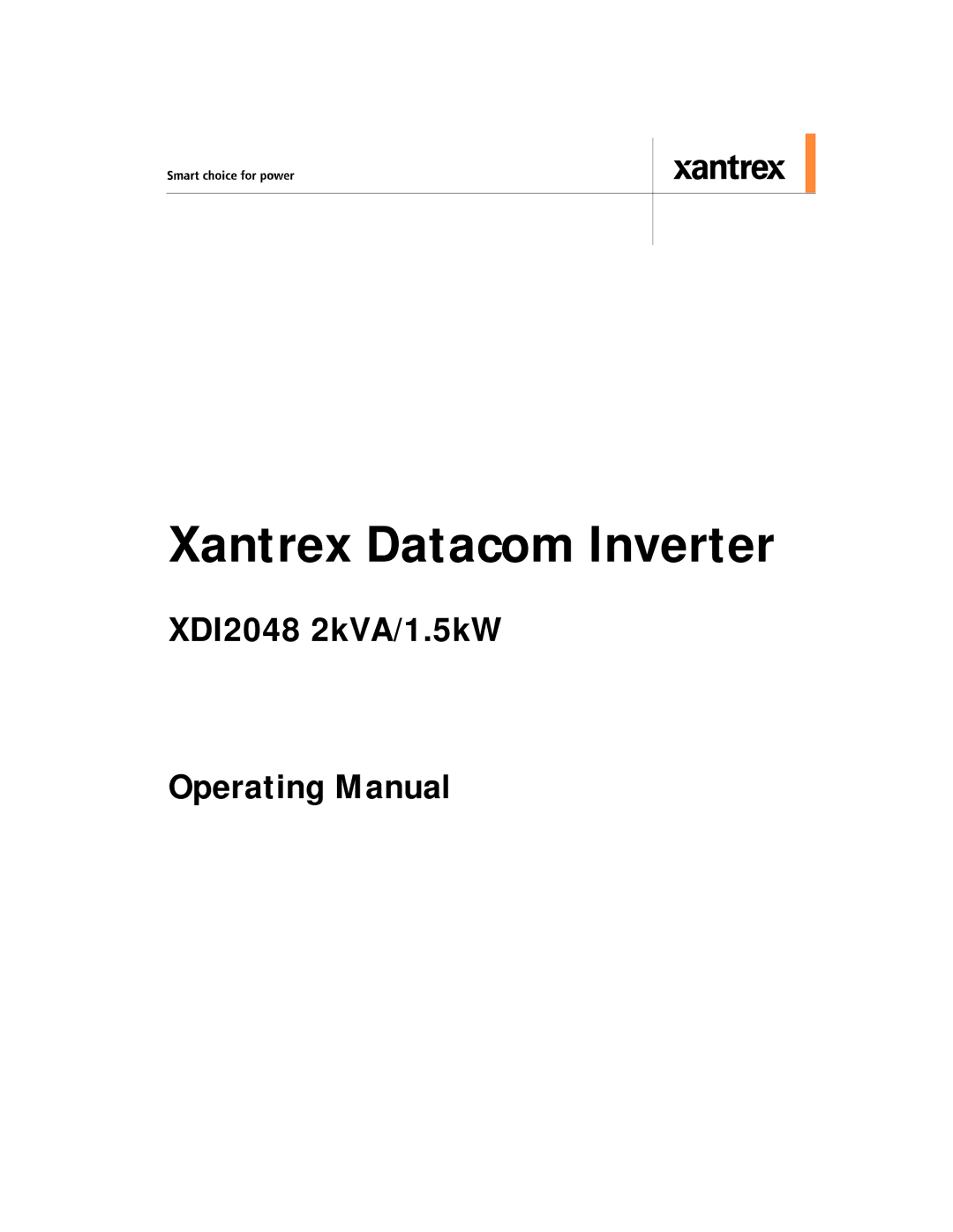 Xantrex Technology XDI2048 manual Xantrex Datacom Inverter 